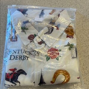 NWT Kentucky Derby Themed Button-Up short sleeve Shirt XL